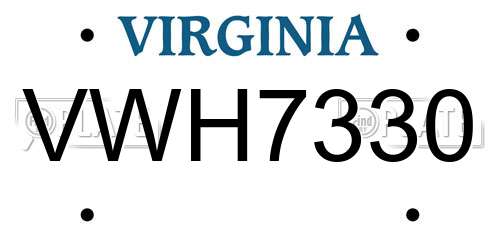 VWH7330 Virginia License Plate