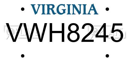 VWH8245 Virginia License Plate