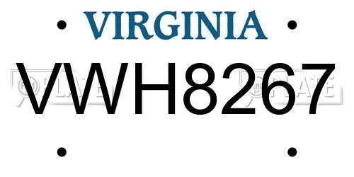 VWH8267 Virginia License Plate