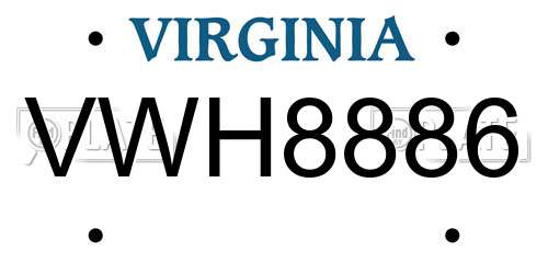 VWH8886 Virginia License Plate