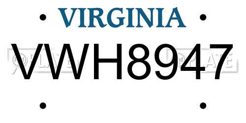 VWH8947 Virginia License Plate