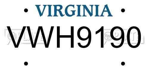 VWH9190 Virginia License Plate
