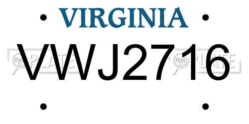 VWJ2716 Virginia License Plate
