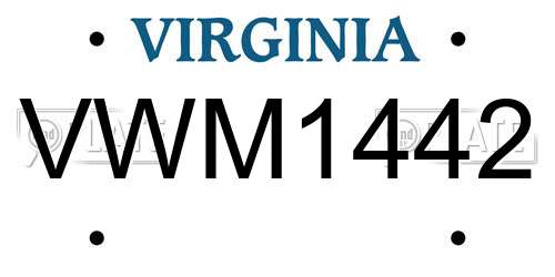 VWM1442 Virginia License Plate