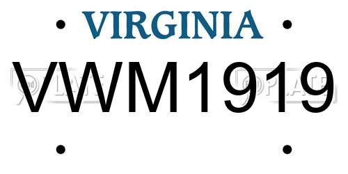 VWM1919 Virginia License Plate