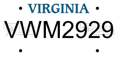 VWM2929 Virginia License Plate