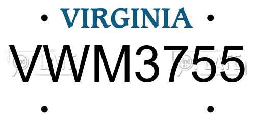 VWM3755 Virginia License Plate