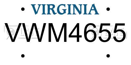VWM4655 Virginia License Plate