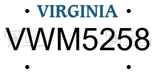 VWM5258 Virginia License Plate