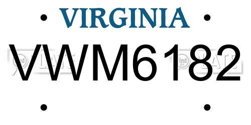VWM6182 Virginia License Plate