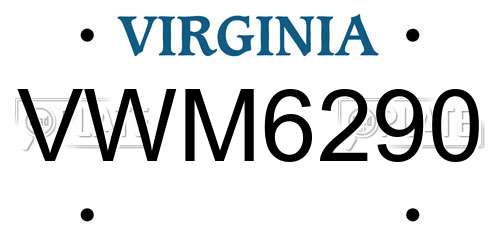 VWM6290 Virginia License Plate