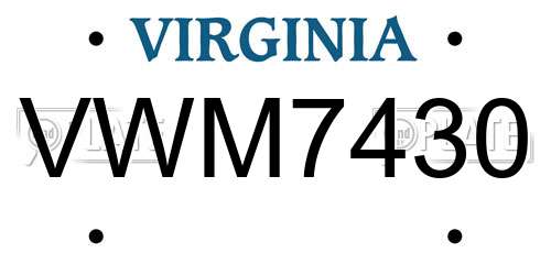 VWM7430 Virginia License Plate