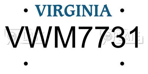 VWM7731 Virginia License Plate