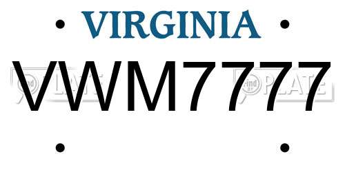 VWM7777 Virginia License Plate