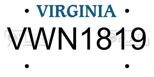 VWN1819 Virginia License Plate