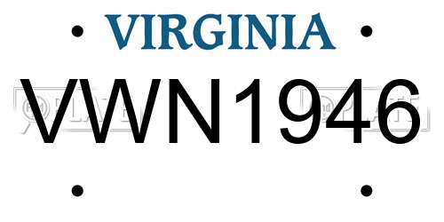 VWN1946 Virginia License Plate