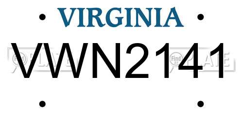 VWN2141 Virginia License Plate