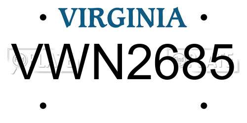 VWN2685 Virginia License Plate