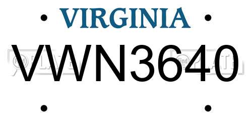 VWN3640 Virginia License Plate