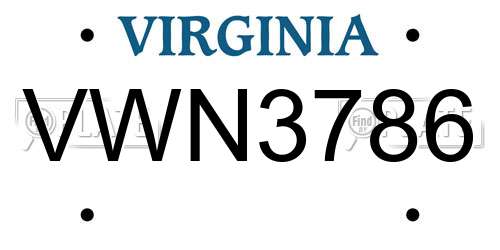 VWN3786 Virginia License Plate