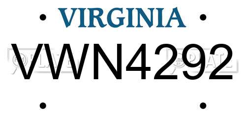 VWN4292 Virginia License Plate