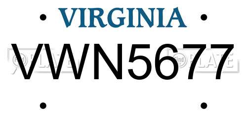VWN5677 Virginia License Plate