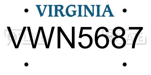 VWN5687 Virginia License Plate