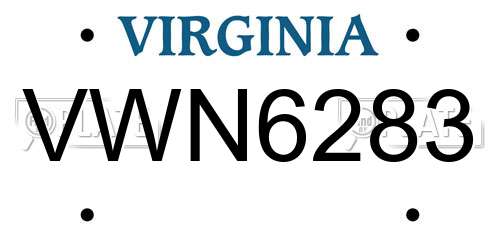 VWN6283 Virginia License Plate