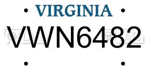 VWN6482 Virginia License Plate