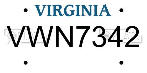 VWN7342 Virginia License Plate