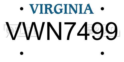 VWN7499 Virginia License Plate