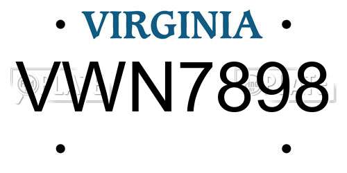 VWN7898 Virginia License Plate
