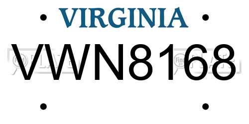 VWN8168 Virginia License Plate