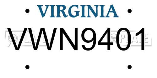 VWN9401 Virginia License Plate