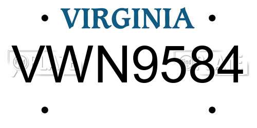 VWN9584 Virginia License Plate