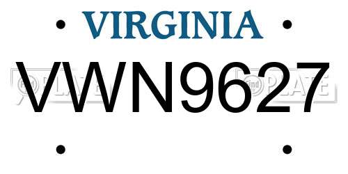 VWN9627 Virginia License Plate
