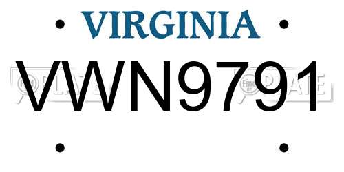 VWN9791 Virginia License Plate