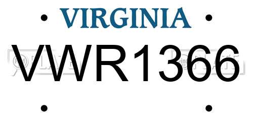 VWR1366 Virginia License Plate