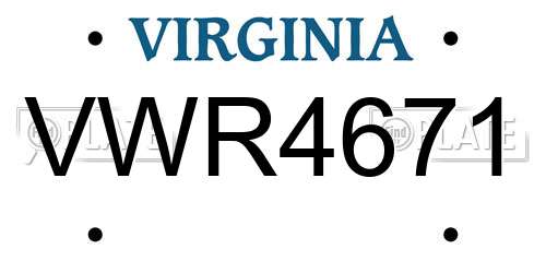 VWR4671 Virginia License Plate