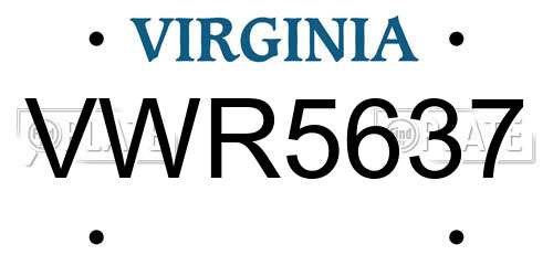 VWR5637 Virginia License Plate