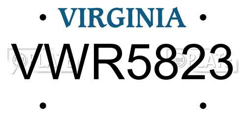 VWR5823 Virginia License Plate