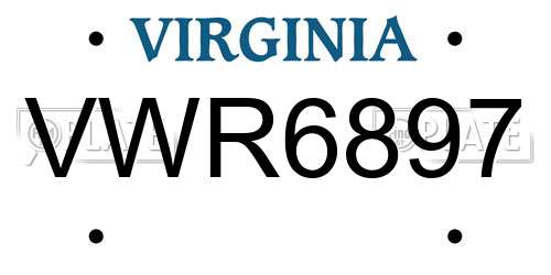 VWR6897 Virginia License Plate