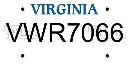 VWR7066 Virginia License Plate