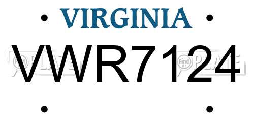 VWR7124 Virginia License Plate