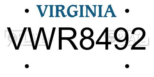 VWR8492 Virginia License Plate