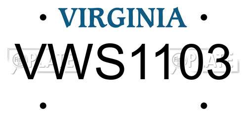 VWS1103 Virginia License Plate