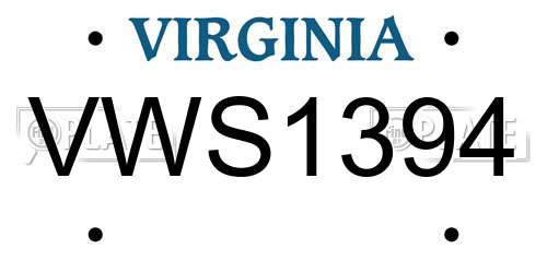 VWS1394 Virginia License Plate