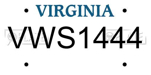 VWS1444 Virginia License Plate