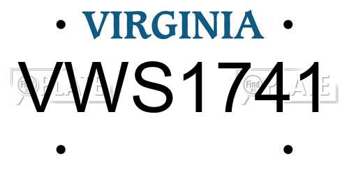 VWS1741 Virginia License Plate