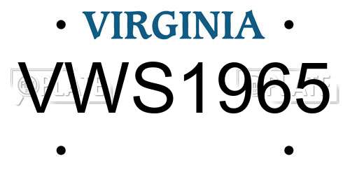 VWS1965 Virginia License Plate